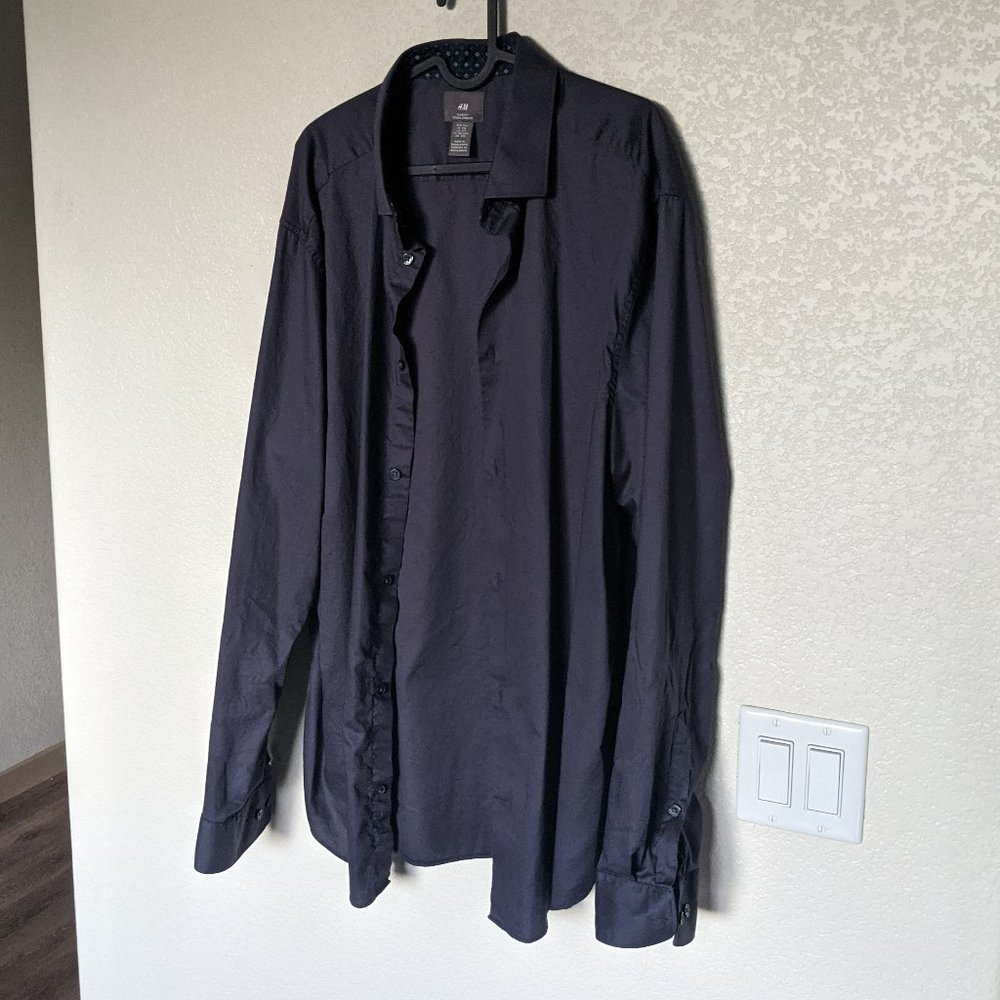 H&M Slim Fit Premium Cotton Dress Shirt - Vector Purple